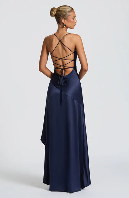 Wrenly V-Neck Satin Maxi Dress