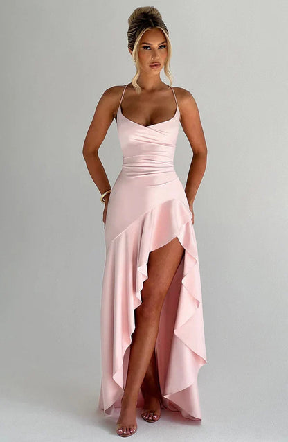 Wrenly V-Neck Satin Maxi Dress