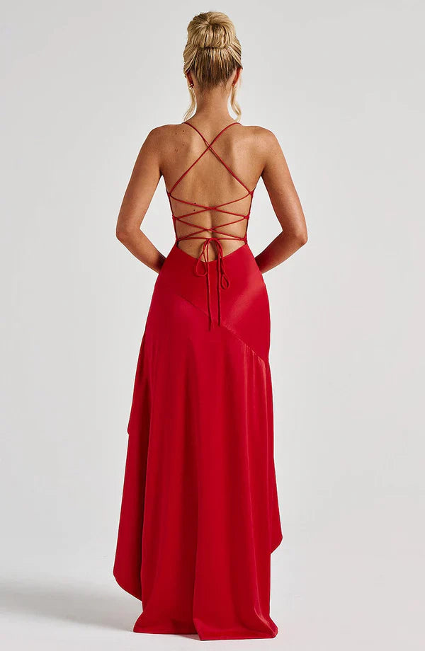 Wrenly V-Neck Satin Maxi Dress