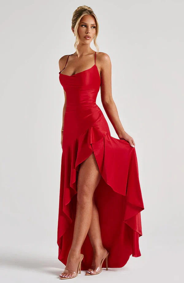 Wrenly V-Neck Satin Maxi Dress