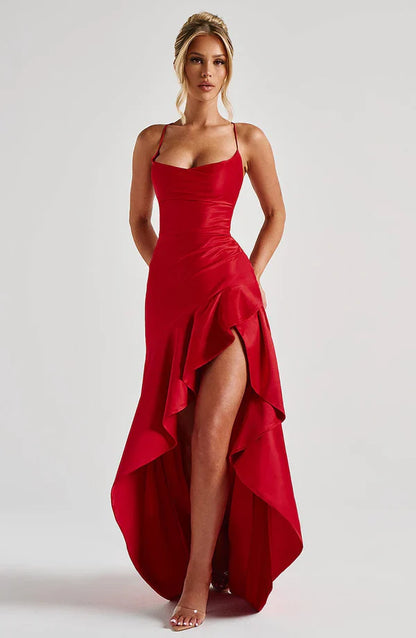 Wrenly V-Neck Satin Maxi Dress