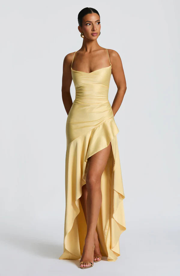 Wrenly V-Neck Satin Maxi Dress