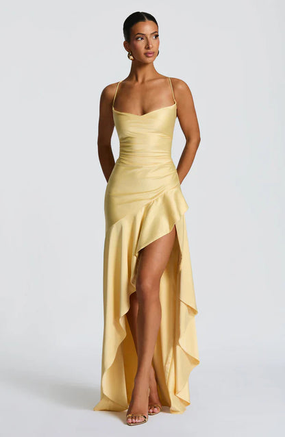 Wrenly V-Neck Satin Maxi Dress