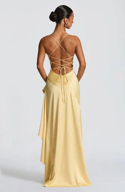 Wrenly V-Neck Satin Maxi Dress