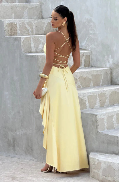 Wrenly V-Neck Satin Maxi Dress